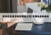 浪潮信息有没有区块链公司[浪潮信息做啥的]